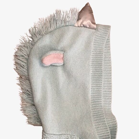 Cat & Jack 4T/5T Unicorn Hooded Poncho Cape Long Sleeve Knit Fringe - Picture 3 of 9